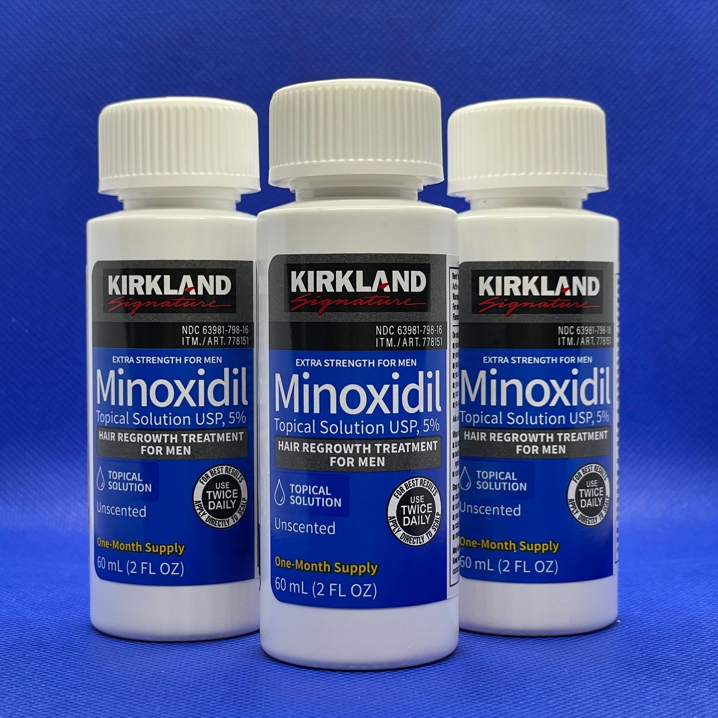 (3 Botes) KIRKLAND MINOXIDIL 5% + Cuentagotas